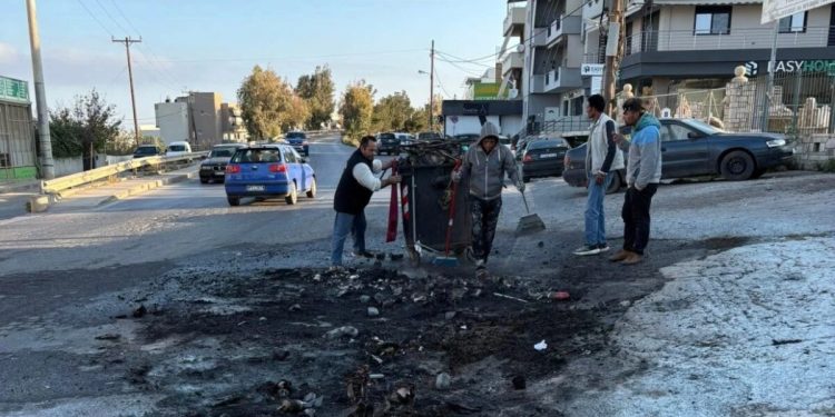 Ηράκλειο:-Εικόνες-καταστροφής-μετά-την-Ανάσταση-με-καμένα-φανάρια,-κάδους-και-ζημιές-σε-οδοστρώματα