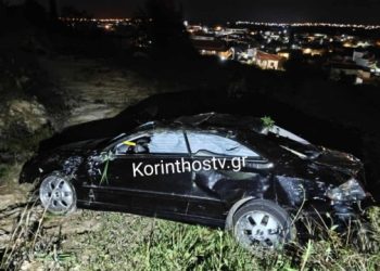 Αλώβητος-ο-οδηγός-που-έπεσε-σε-γκρεμό-70-μέτρων-στην-Κορινθία,-δείτε-φωτογραφίες
