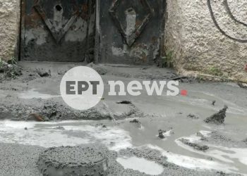 «Ποτάμι»-υγρού-τσιμέντου-πλημμύρισε-δρόμους-στην-Κυψέλη