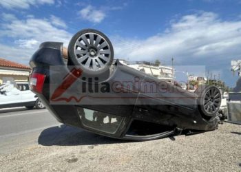 Στο-νοσοκομείο-Πύργου-οδηγός-που-το-όχημα-του-τούμπαρε-μετά-από-τροχαίο,-δείτε-βίντεο