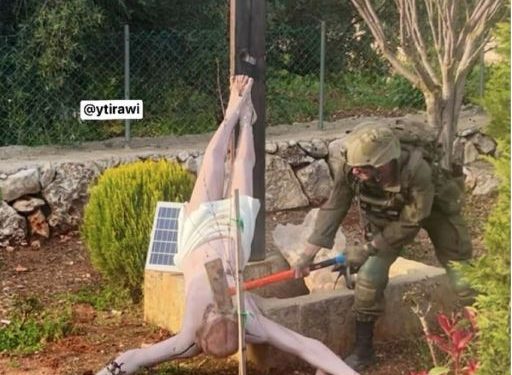 Λίβανος:-Φωτογραφία-δείχνει-Ισραηλινό-στρατιώτη-να-καταστρέφει-άγαλμα-του-Χριστού-–-Διεξάγεται-έρευνα,-λέει-ο-idf